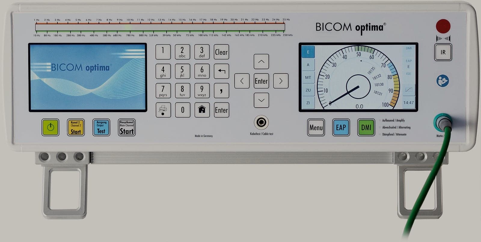 BICOM Optima — Bedienfeld des Geräts mit Frequenzskala und Anzeige
